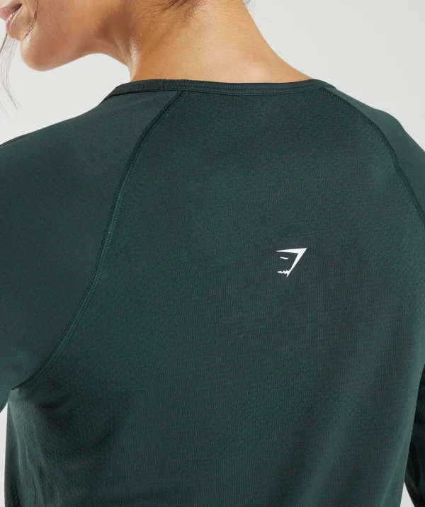 Gymshark T-shirts & Tops*Vital Seamless 2.0 Light Long Sleeve Top WoodlandGreenMarl