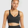 Gymshark Sports Bras*Vital Seamless 2.0 V Neck Sports Bra BlackMarl