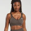 Gymshark Sports Bras*Vital Seamless 2.0 V Neck Sports Bra BrownMarl