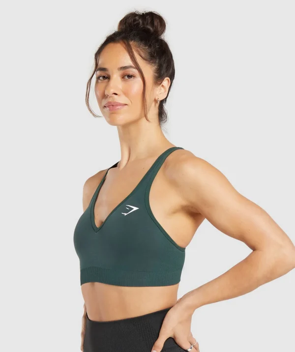 Gymshark Sports Bras*Vital Seamless 2.0 V Neck Sports Bra WoodlandGreenMarl