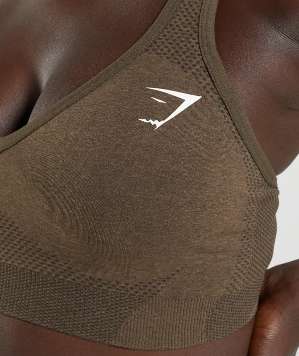 Gymshark Sports Bras*Vital Seamless 2.0 V Neck  Sports Bra EspressoMarl