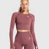 Gymshark Crop Tops | T-shirts & Tops*Vital Seamless Crop Top BurgundyPink/Marl