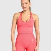 Gymshark Tank Tops | Crop Tops*Vital Seamless Halter Neck Tank With Shelf CoralRedMarl