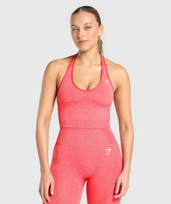 Gymshark Tank Tops | Crop Tops*Vital Seamless Halter Neck Tank With Shelf CoralRedMarl