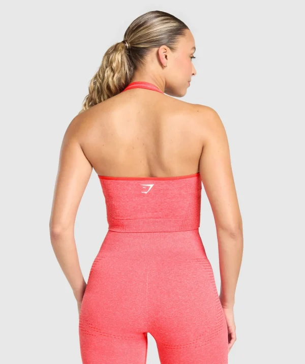 Gymshark Tank Tops | Crop Tops*Vital Seamless Halter Neck Tank With Shelf CoralRedMarl