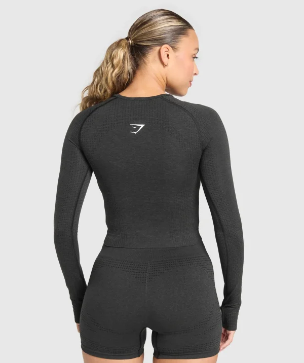 Gymshark T-shirts & Tops*Vital Seamless Long Sleeve Cut Out Top BlackMarl