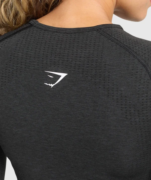 Gymshark T-shirts & Tops*Vital Seamless Long Sleeve Cut Out Top BlackMarl