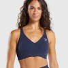 Gymshark Sports Bras*Vital Seamless V Neck Sports Bra HeavyBlue/Marl