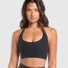 Gymshark Underwear & Basics | Women's Underwear*Warp Knit Seamless Halter Neck Bralette Black/LinenBrown