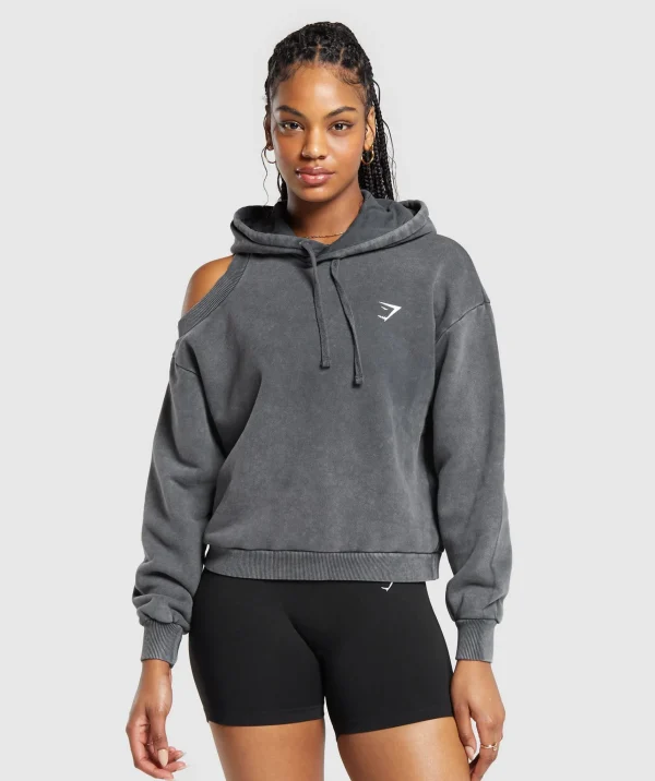 Gymshark Hoodies & Sweatshirts*Washed Cut Out Hoodie Black