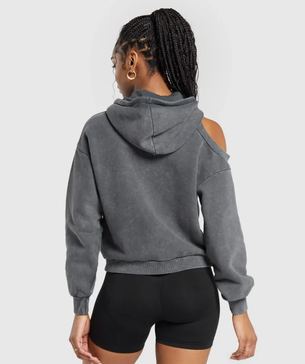 Gymshark Hoodies & Sweatshirts*Washed Cut Out Hoodie Black