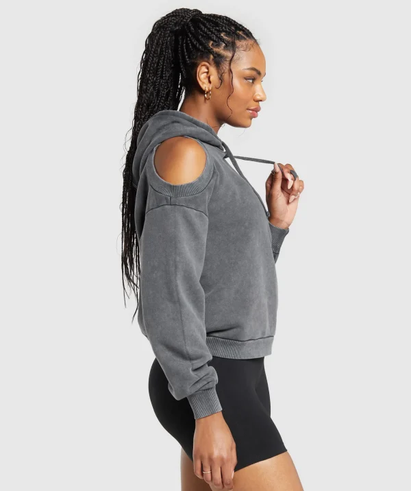 Gymshark Hoodies & Sweatshirts*Washed Cut Out Hoodie Black