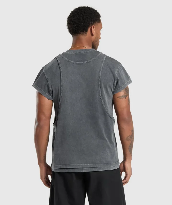 Gymshark T-shirts & Tops*Washed Double Layer T-Shirt Black