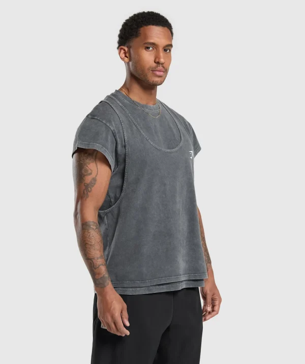 Gymshark T-shirts & Tops*Washed Double Layer T-Shirt Black