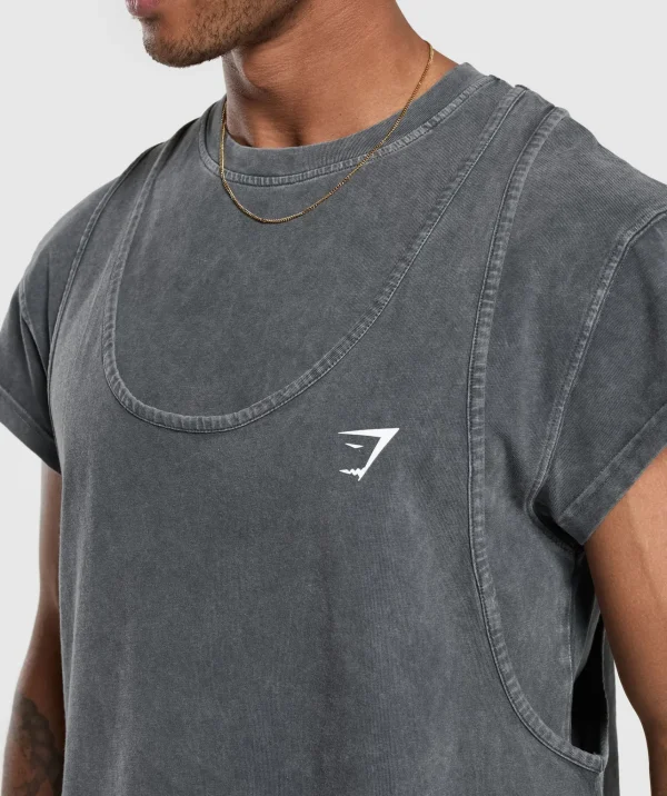 Gymshark T-shirts & Tops*Washed Double Layer T-Shirt Black