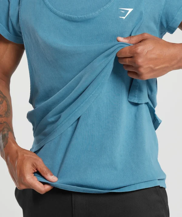 Gymshark T-shirts & Tops*Washed Double Layer T-Shirt TerraceBlue