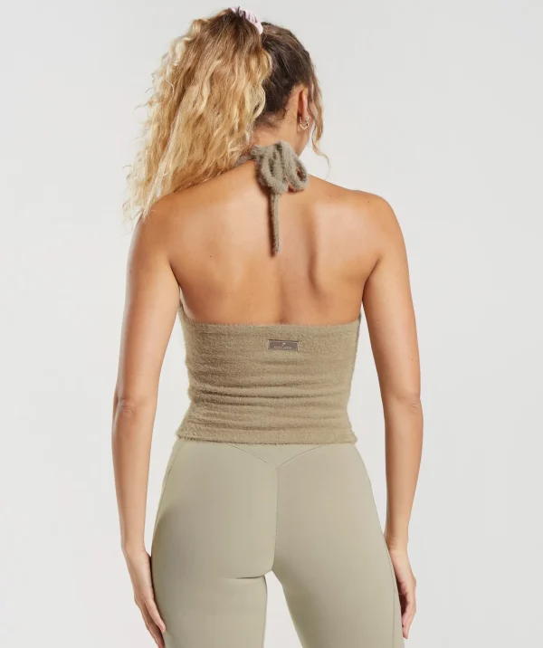 Gymshark Crop Tops | T-shirts & Tops*Whitney Eyelash Knit Midi Halter Top CementBrown