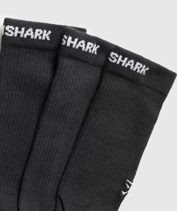 Gymshark Crew Socks*Wordmark Crew 3pk Black