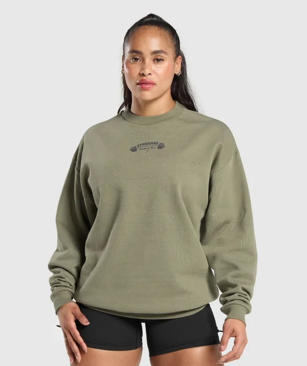 Gymshark Hoodies & Sweatshirts*Workout Gear Oversized Sweatshirt UtilityGreen