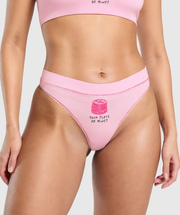 Gymshark Underwear & Basics | Women's Underwear*Your Plate or Mine Cotton Thong DollyPink