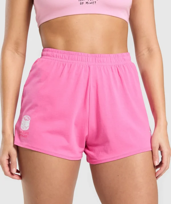 Gymshark Shorts*Your Plate or Mine Cotton Shorts PhysicalPink